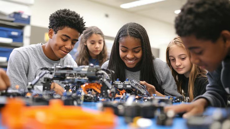 Jovens do programa Rota Digital em oficina prática de robótica